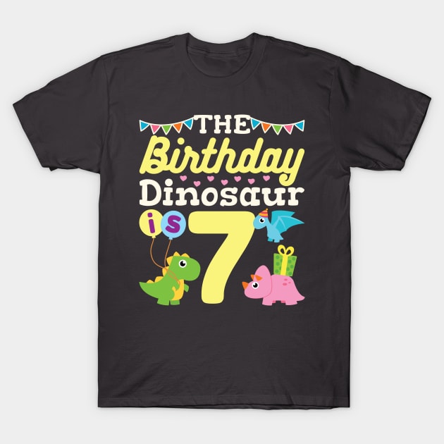 Kids Dinosaur Birthday Shirt - 7th Birthday T-Shirt by redbarron